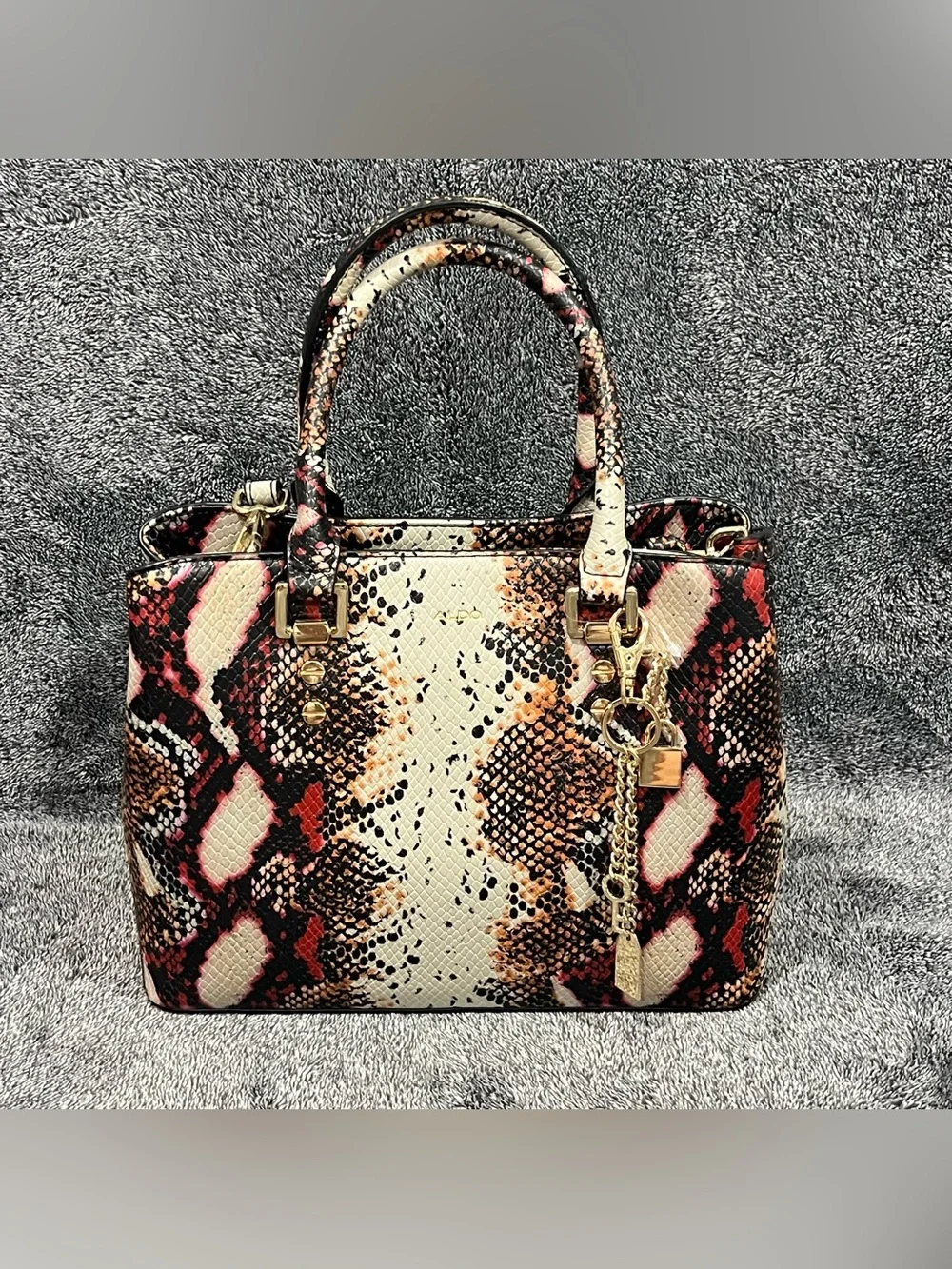 ALDO Legoiri Top Handle Bag (Red/Multicolor Snakeskin variant)